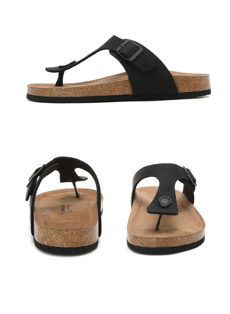 ARRIGO BELLO ABT5113-1 ARRIGO BELLO Unisex Leather Thong Flip Flops Cork Footbed Flat Sandals with Memory Foam Arch Support  | Best Price UAE
