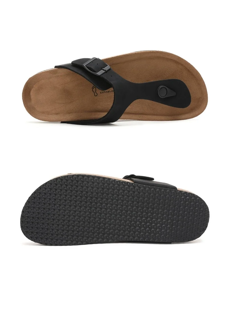 ARRIGO BELLO ABT5113-1 ARRIGO BELLO Unisex Leather Thong Flip Flops Cork Footbed Flat Sandals with Memory Foam Arch Support  | Best Price UAE