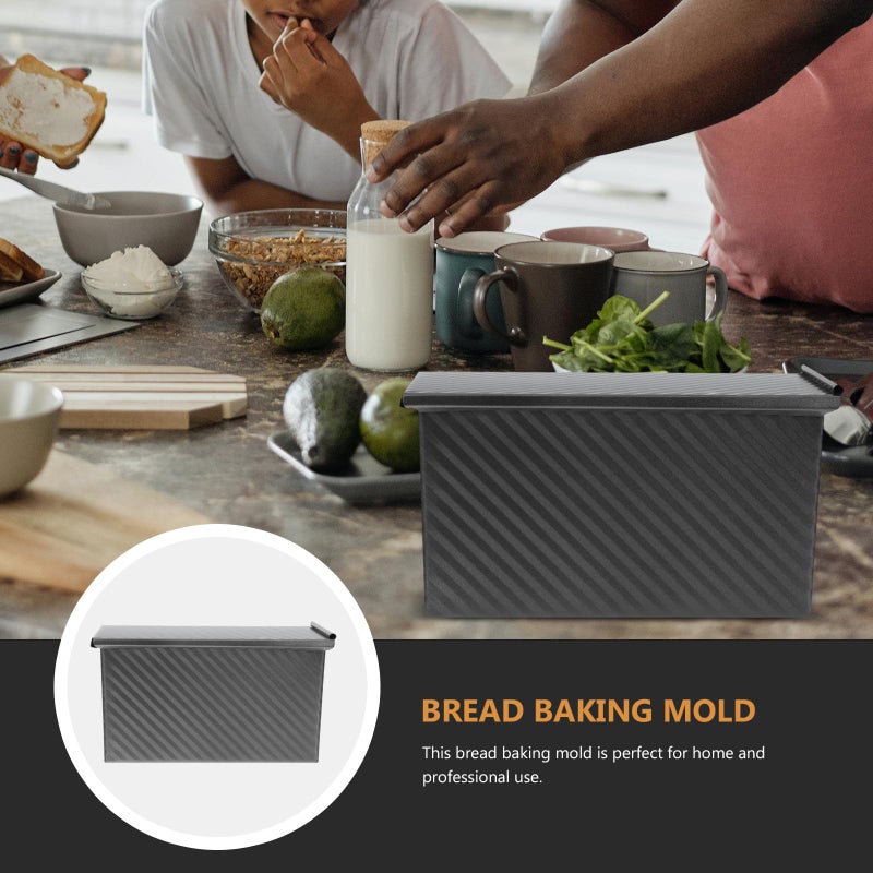 Non Stick Wave Pattern Bread Loaf Pan With Lid Black Bakeware For Home Baking - Image 4