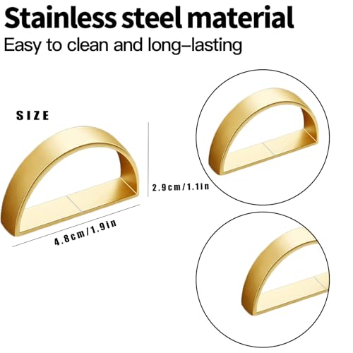 CYRYLC 10 Pcs Gold Napkin Rings - Metal Napkin Ring(Semicircle) Stainless Steel Napkin Rings for Table Settings Wedding Christmas Party Dinner Table - Image 2
