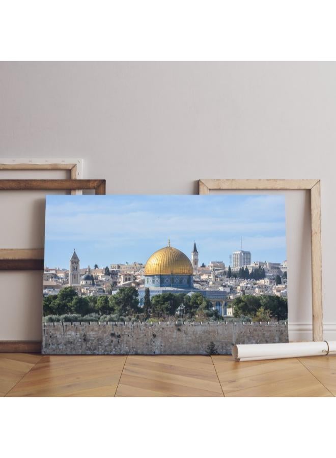 هوم جاليري لوحة فنية جدارية من القماش مطبوعة على شكل مسجد قبة الصخرة - Image 1