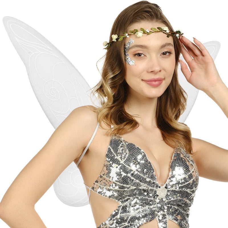Funcredible White Fairy Wings, Fairy Crown and Glitter - Fairy Costume Accessories - Butterfly Costume for Women and Girls - Party Costumes for Women - Image 5