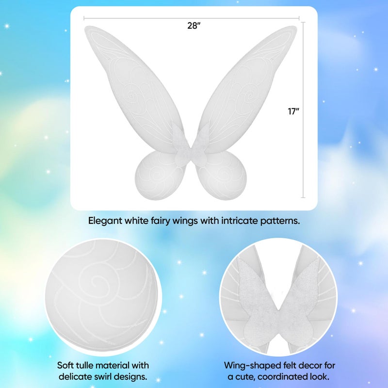 Funcredible White Fairy Wings, Fairy Crown and Glitter - Fairy Costume Accessories - Butterfly Costume for Women and Girls - Party Costumes for Women - Image 2