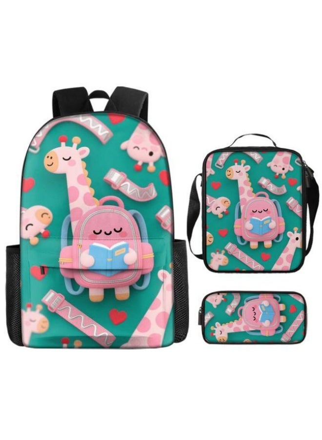 Bright Li Fire Unlock the fashion style of children's fun! Three-piece bag set, cartoon elements make children and teenagers super stylish (students, children, friends outings, mountain climbing, schooling, etc. are available) - 11 - Image 2