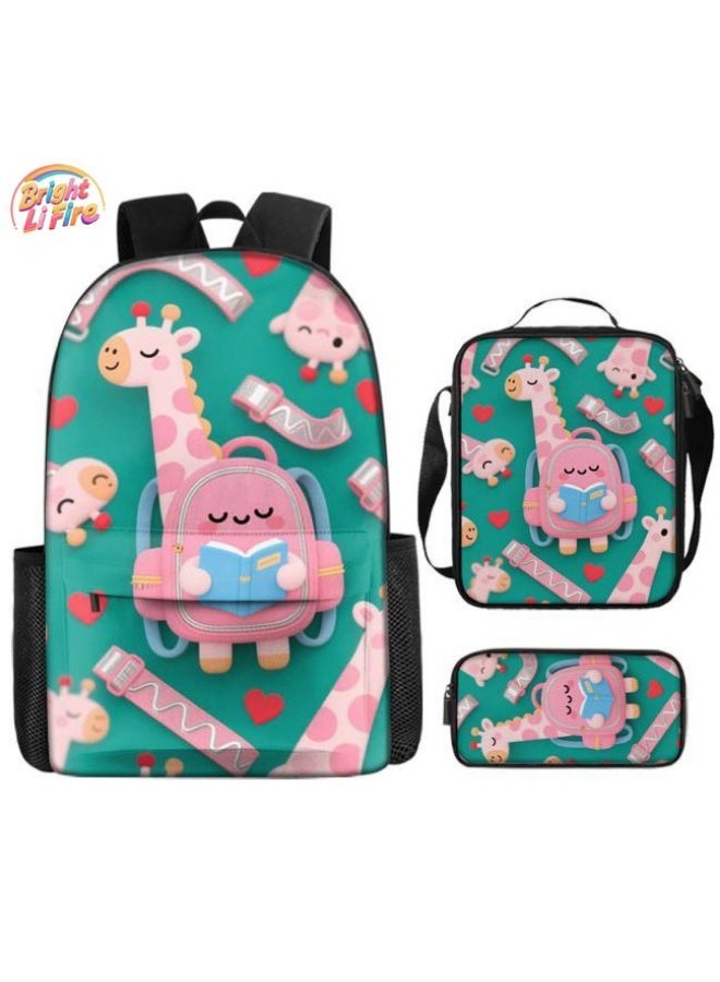 Bright Li Fire Unlock the fashion style of children's fun! Three-piece bag set, cartoon elements make children and teenagers super stylish (students, children, friends outings, mountain climbing, schooling, etc. are available) - 11 - Image 1