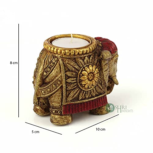 INDICAST Resin Elephant Candle for Home Décor Set of 2 Handcrafted Diwali Diya Decorative Showpieces Reusable Tealight Candle Holder for Living Room Dining Area Gifts Item (Golden) - Image 2