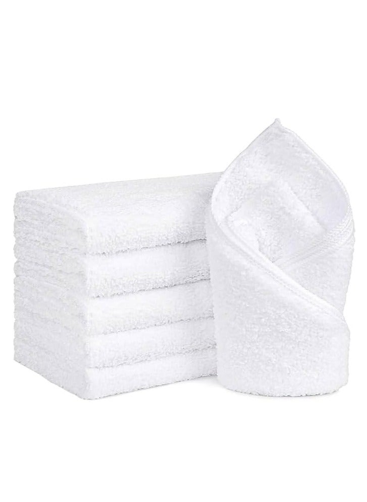Face Towels With 320 GSM (6Pcs, 30X30cm) Soft Cotton Quick Drying Highly Absorbent Durable Washcloths For Hotels, Bath Towels for Bathroom (White, 30X30cm Face towel 6Pcs) - Image 1