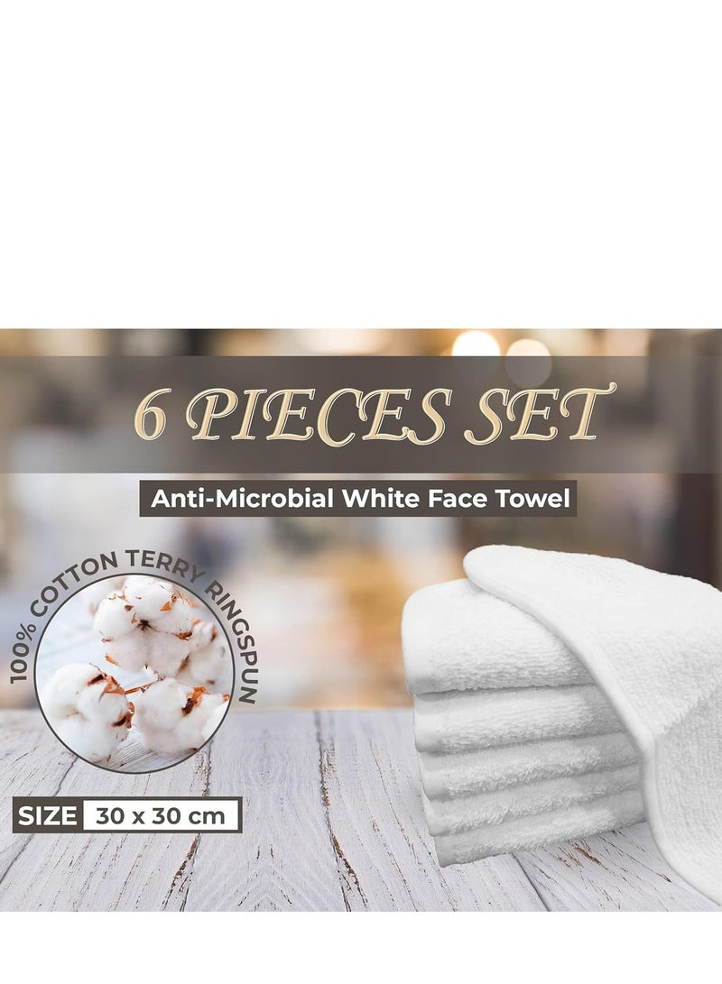 Face Towels With 320 GSM (6Pcs, 30X30cm) Soft Cotton Quick Drying Highly Absorbent Durable Washcloths For Hotels, Bath Towels for Bathroom (White, 30X30cm Face towel 6Pcs) - Image 5
