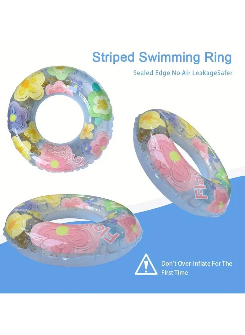 Goolsky 1pc Flower Pattern Transparent Swimming Ring, Inflatable Water Floating Ring, Suitable For Summer Parties, Beach Fun(60#) - Image 3