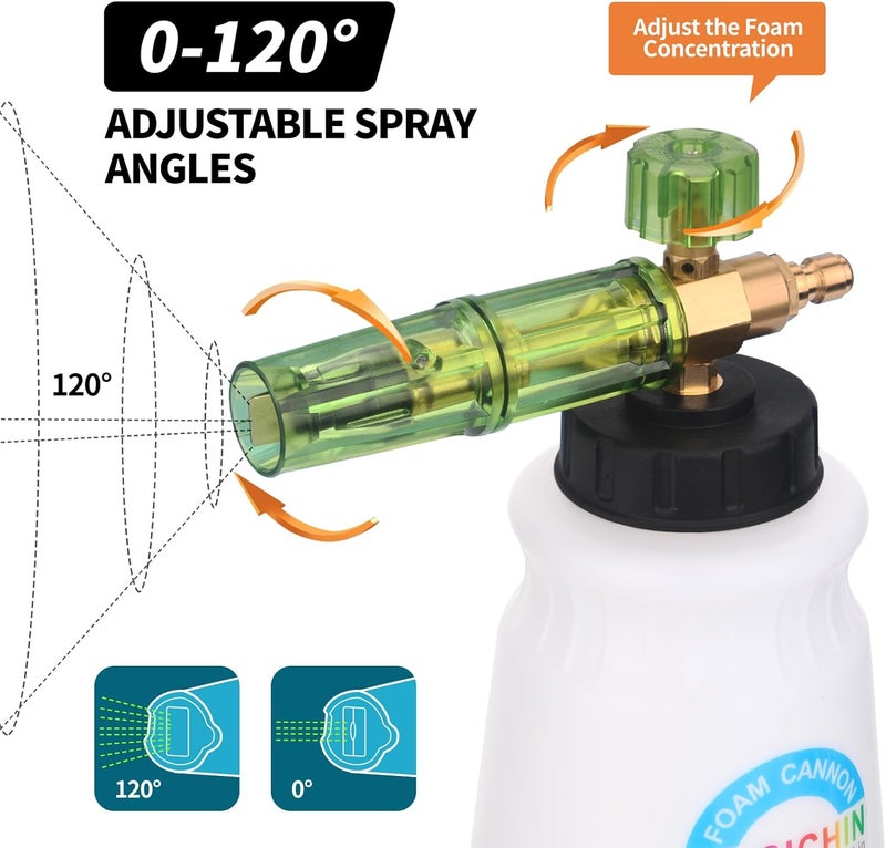 DUSICHIN DUS-007 Snow Foam Lance Foam Cannon Adjustable Jet Wash Quick Release 5 Pressure Washer Nozzles for Car Detailing Pressure Washer Black - Image 2