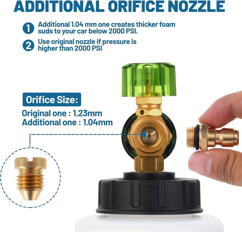 DUSICHIN DUS-007 Snow Foam Lance Foam Cannon Adjustable Jet Wash Quick Release 5 Pressure Washer Nozzles for Car Detailing Pressure Washer Black - Image 3