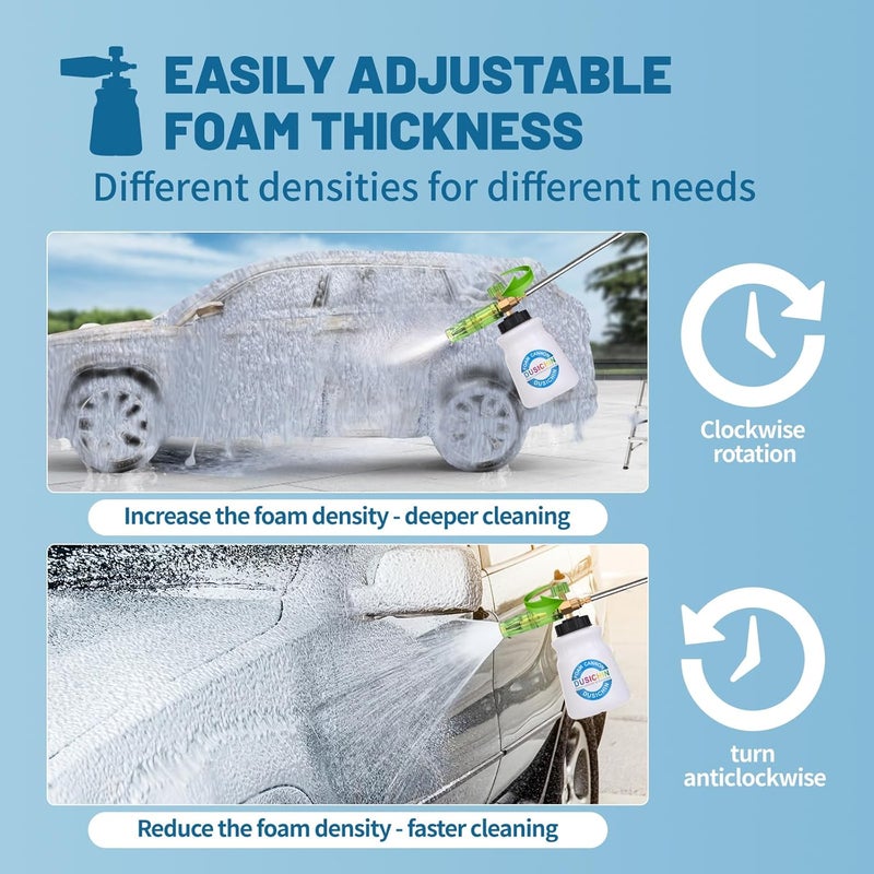 DUSICHIN DUS-007 Snow Foam Lance Foam Cannon Adjustable Jet Wash Quick Release 5 Pressure Washer Nozzles for Car Detailing Pressure Washer Black - Image 4