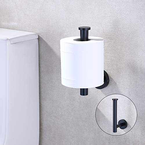 TASTOS Matte Black Toilet Paper Holder SUS304 Stainless Steel, Modern Round Tissue Roll Holders Wall Mount, Toilet Paper Roll Dispenser Bathroom 5 inch TP Holder for Kitchen Washroom - Image 3
