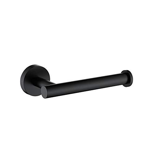 TASTOS Matte Black Toilet Paper Holder SUS304 Stainless Steel, Modern Round Tissue Roll Holders Wall Mount, Toilet Paper Roll Dispenser Bathroom 5 inch TP Holder for Kitchen Washroom - Image 1