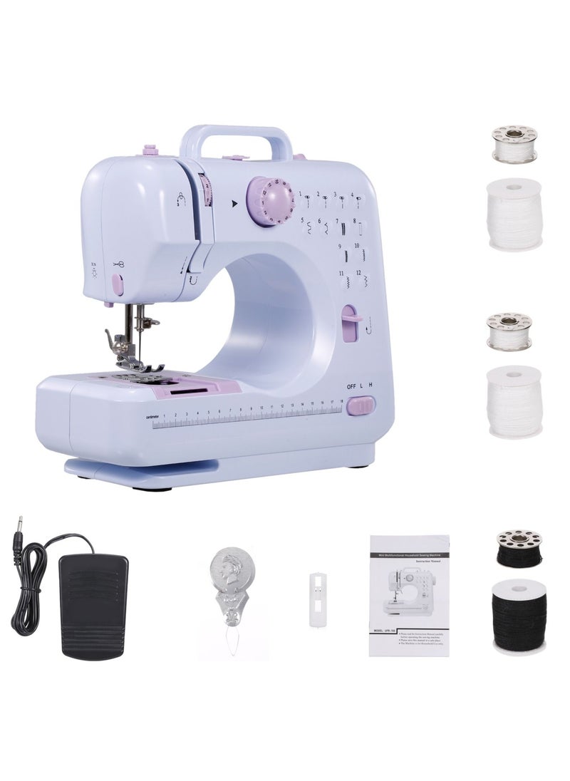 DubaiGallery - Mini Sewing Machine for Beginner, Portable Sewing Machine, 12 Built-in Stitches Small Sewing Machine Double Threads and Two Speed Multi-function Mending Machine with Foot Pedal for Kids, Women - Image 1