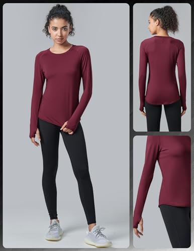 Liberty Pro 4-Pack: Womens Long Sleeve Athletic Tops with Thumb Holes – Dry Fit Active Crewneck Workout Tees (Set 8, X-Large) - Image 4