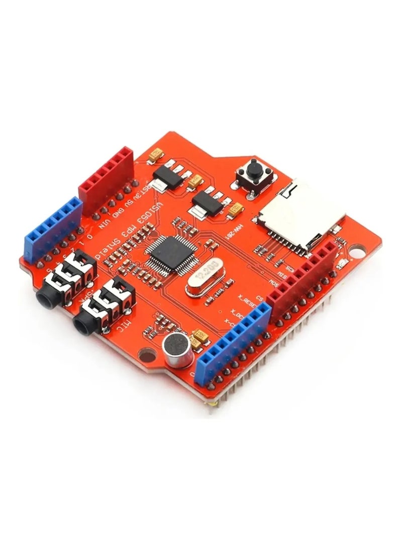 VS1053/VS1053B MP3 Module with TF Card Slot for Arduino Uno R3 and Mega – OGG Player & Recorder – Supports AAC/WMA/MIDI Decoding – Stereo Headphone Output + Microphone - Image 1