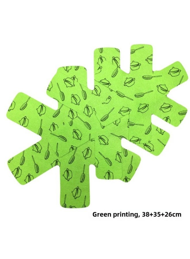 Felt Pot Pad Black Non-woven Pot Pad Non-stick Non-slip Heat Insulation Pad Protective Pad Six-claw Non-slip-Color:green Printing-Specifications:Diameter 35CM 3 Piece Bag  - Image 1