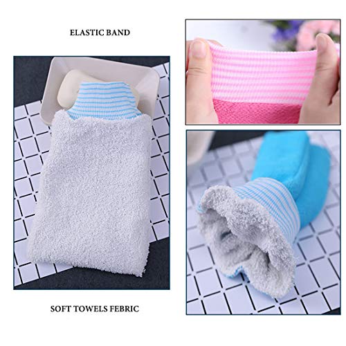 LISSOMPLUME 2 Pack Exfoliating Body Scrub Bath Towel Mitt | Large Shower Gloves Mitten | Remove Dead Skin | Double Sided Available | Men Women | Green - Image 2