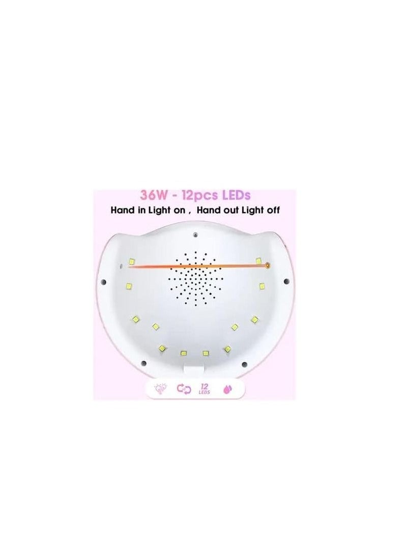 Star ORiTi 12 LED 36W LCD Display Mini USB Induction Phototherapy UV LED Nail Lamp Nail Dryer Pink  - Image 5