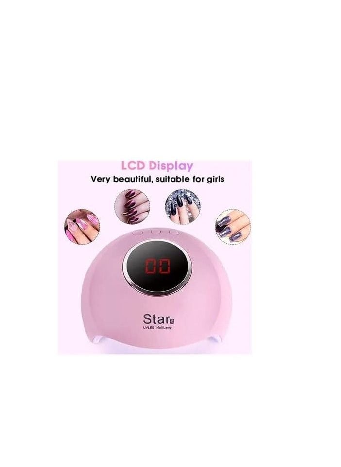 Star ORiTi 12 LED 36W LCD Display Mini USB Induction Phototherapy UV LED Nail Lamp Nail Dryer Pink  - Image 4