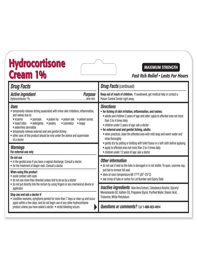 TARO Hydrocortisone Aloe 1% Cream 1Oz - Image 2