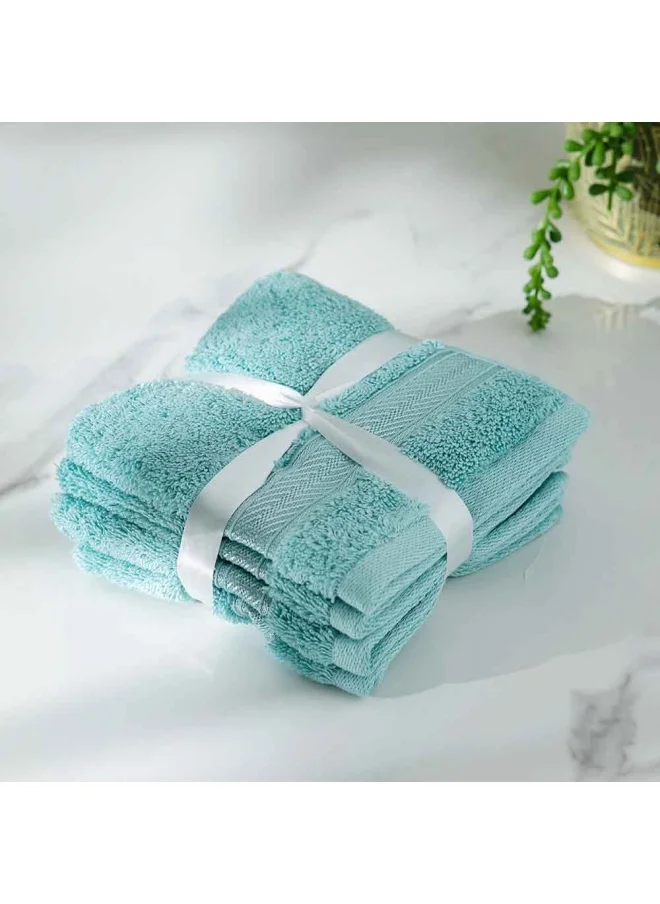 دانوب هوم Ecotwist Face Towel 4-Piece Set 33x33 Cm Teal