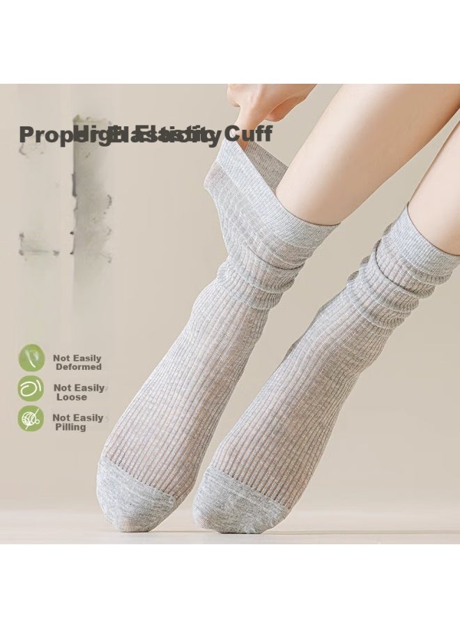 Gujin (Gujin) 5 Pairs Of Women'S Mid-Calf Socks Hollow Breathable Women'S Socks Long Socks Women'S Pile Socks Spring Summer Cotton Socks - Image 2