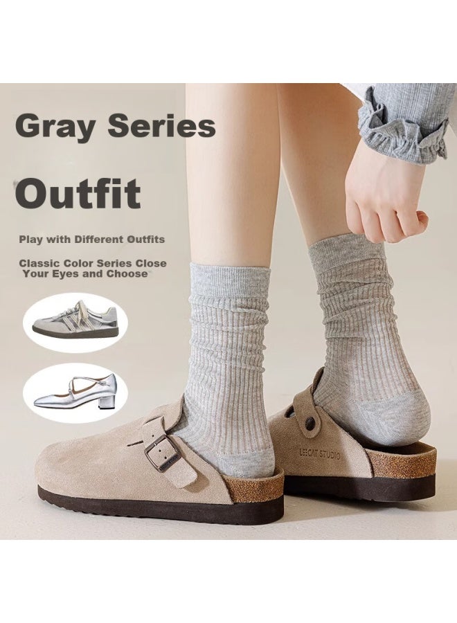 Gujin (Gujin) 5 Pairs Of Women'S Mid-Calf Socks Hollow Breathable Women'S Socks Long Socks Women'S Pile Socks Spring Summer Cotton Socks - Image 5