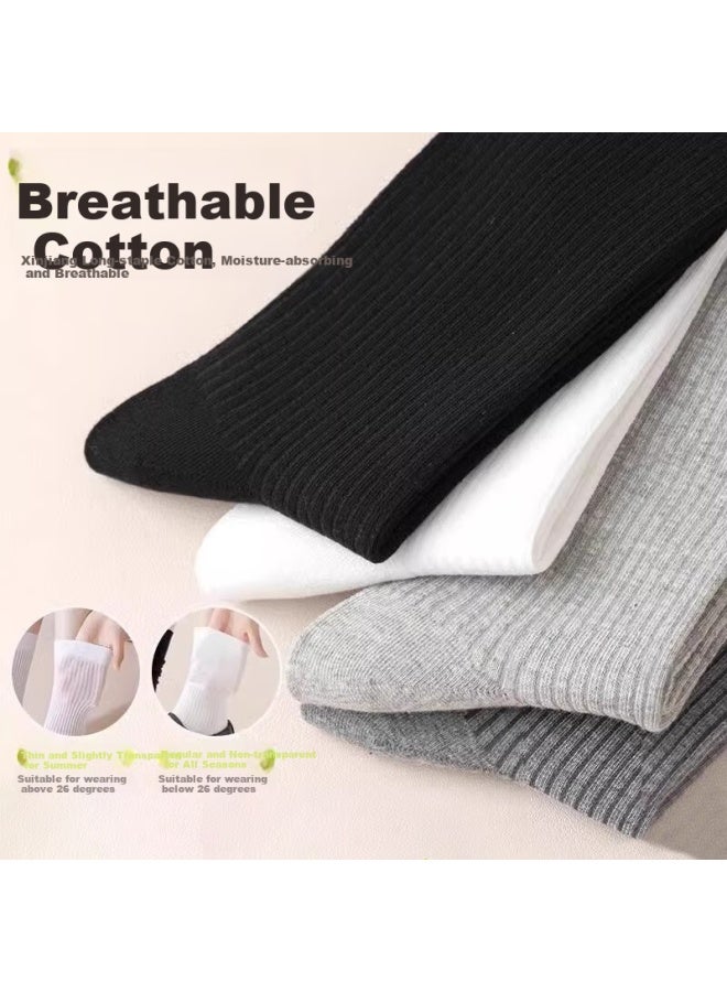 Gujin (Gujin) 5 Pairs Of Women'S Mid-Calf Socks Hollow Breathable Women'S Socks Long Socks Women'S Pile Socks Spring Summer Cotton Socks - Image 3