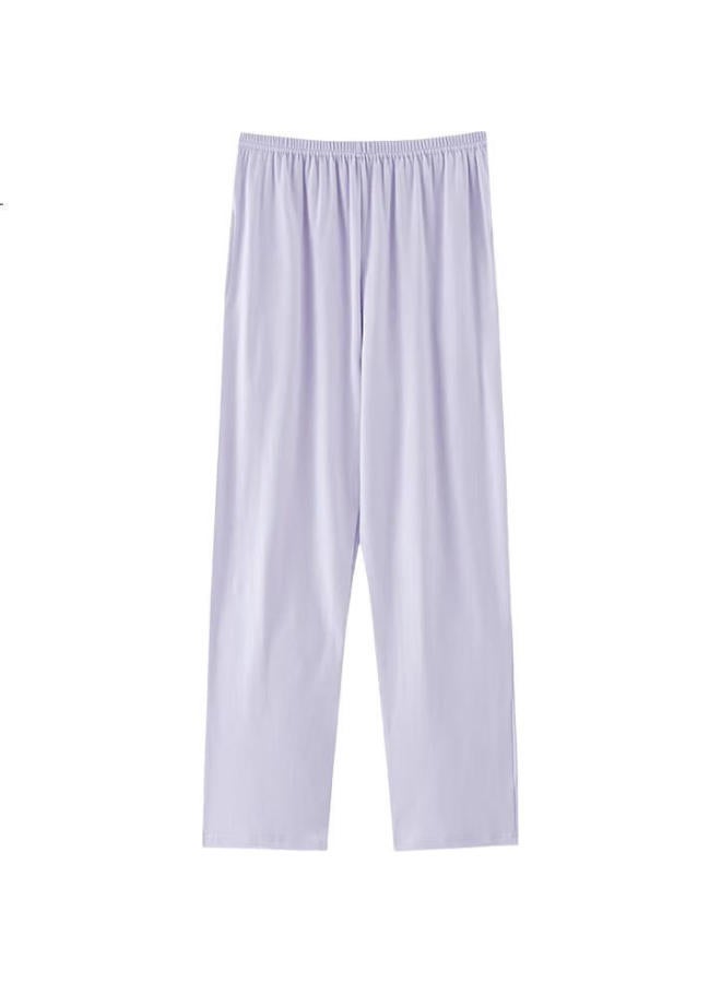 Joae Women'S Pajama Pants, 100% Pure Cotton, Spring And Summer Thin Loose-Fitting Pants, Can Be Worn Outside, Single Piece Trousers, Home Pants, Light Purple, Xl - Image 1