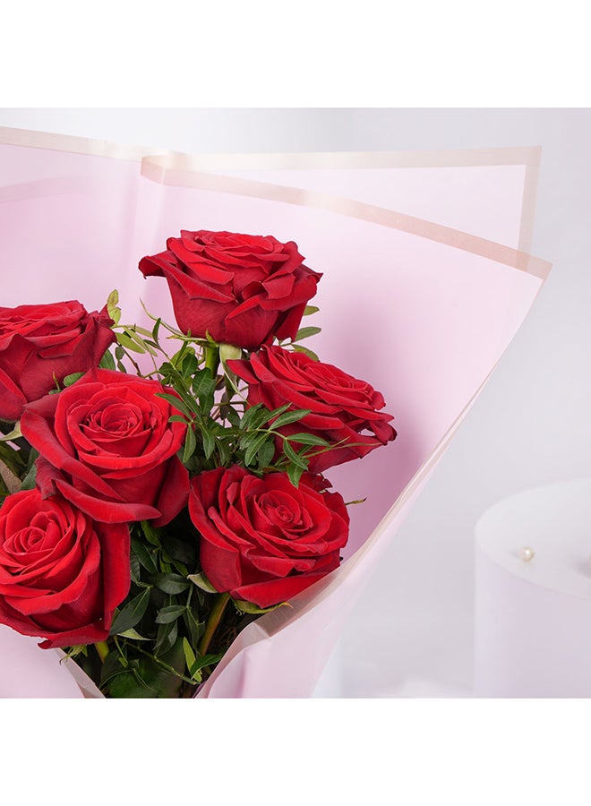 Ferns N Petals Valentines Bouquet 6 Red Roses - Image 4