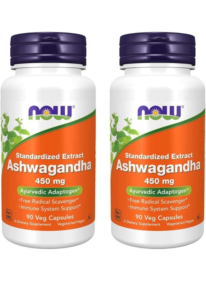 NOW Foods Ashwagandha Extract, 450mg, 90 VCaps (Pack of 2) - Image 1
