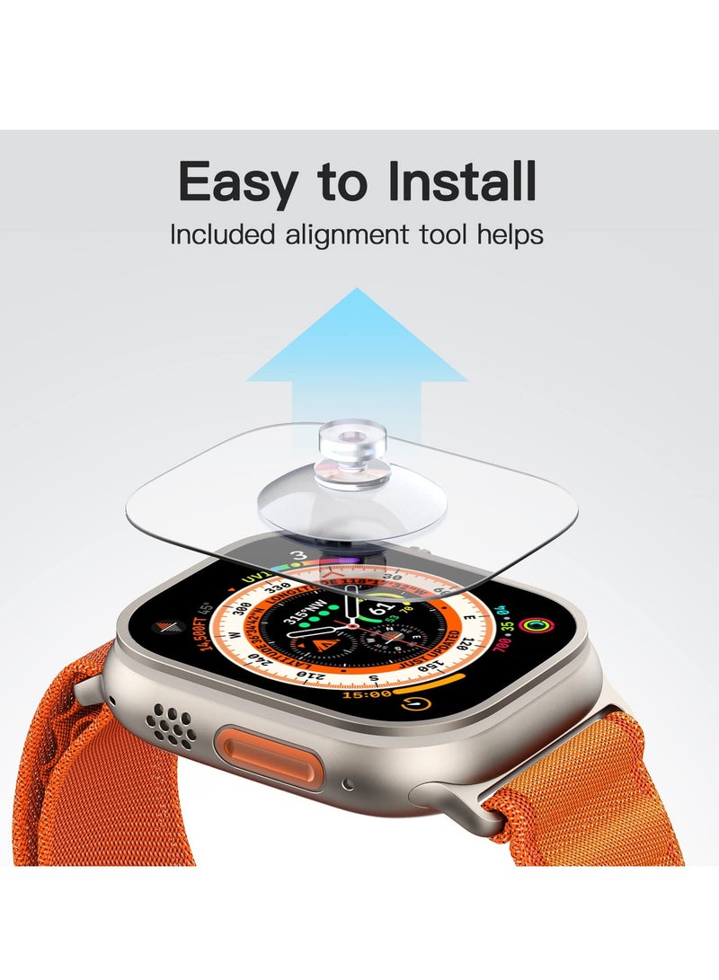 جي تيك واقي شاشة لساعة Ultra 2/1 مقاس 49 ملم من الزجاج المقوى عالي الدقة شفاف 3 عبوات - Image 5