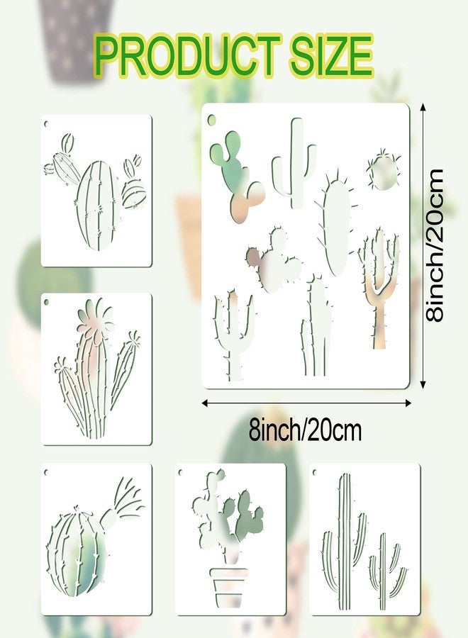 Zonon 12 Pcs Cactus Stencil for Crafts Reusable 8 Inch Summer Cacti Stencil Painting on Wood, Tropical Succulent DIY Art Template for Canvas Notebook Greeting Card Scrapbook Cinco De Mayo Home Decor - Image 5