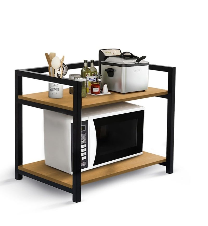 Rellon Industries Microwave Stand,Kitchen Rack Oven Rack 2-Tier Counter Shelf,Space Saving Organizer, Two Layers Counter Top Organizer for Printers on Desk, Microwave Shelf Stand (WOODEN) - Image 1