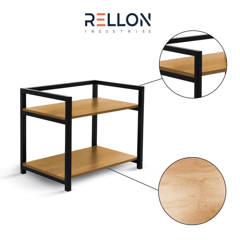 Rellon Industries Microwave Stand,Kitchen Rack Oven Rack 2-Tier Counter Shelf,Space Saving Organizer, Two Layers Counter Top Organizer for Printers on Desk, Microwave Shelf Stand (WOODEN) - Image 4