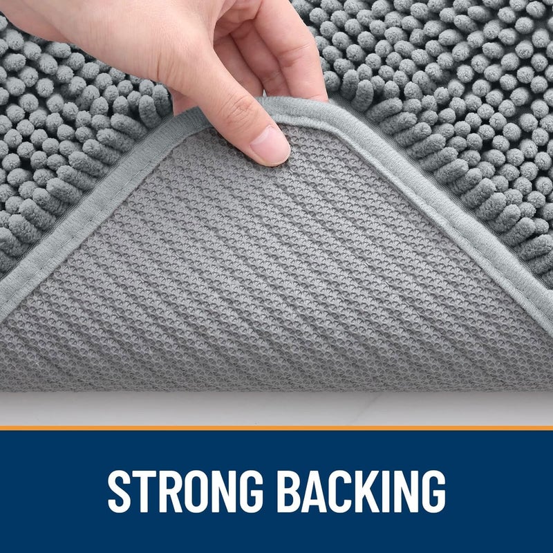 Mockery Chenille Door Mat Indoor 15x23 Super Soft and Water Absorbent Mat LowProfile Rug Doormats Machine Washable Non Slip Inside Mat for Entry Front Door Entrance Patio Grey - Image 3