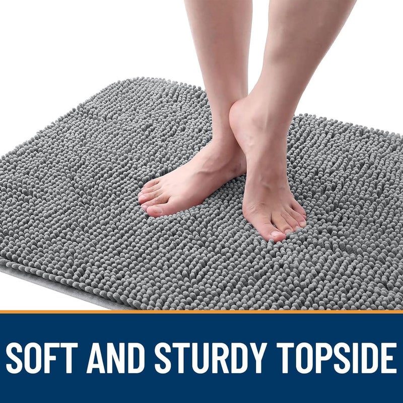 Mockery Chenille Door Mat Indoor 15x23 Super Soft and Water Absorbent Mat LowProfile Rug Doormats Machine Washable Non Slip Inside Mat for Entry Front Door Entrance Patio Grey - Image 5