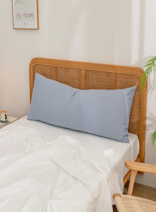 BESTOUCH 100% Washed Cotton Pillowcase for Hair and Skin Linen Feel Soft Comfortable Breathable 1 Pcs Pillow Case with Envelope Closure Solid Cornflower Blue Body 20x54 Inches - Image 3