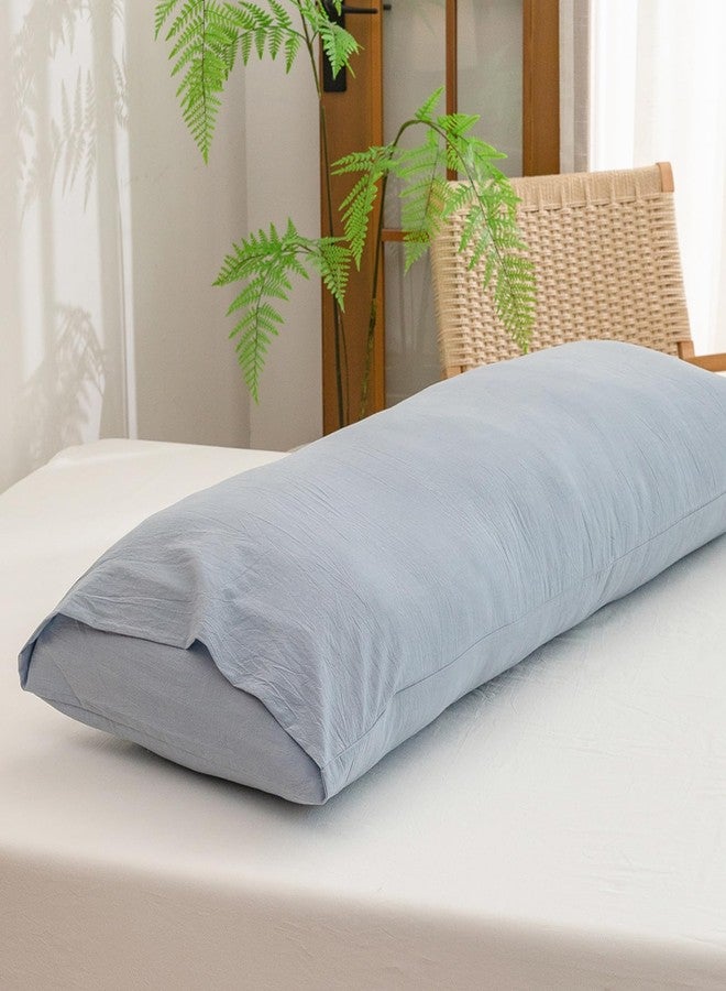 BESTOUCH 100% Washed Cotton Pillowcase for Hair and Skin Linen Feel Soft Comfortable Breathable 1 Pcs Pillow Case with Envelope Closure Solid Cornflower Blue Body 20x54 Inches - Image 4