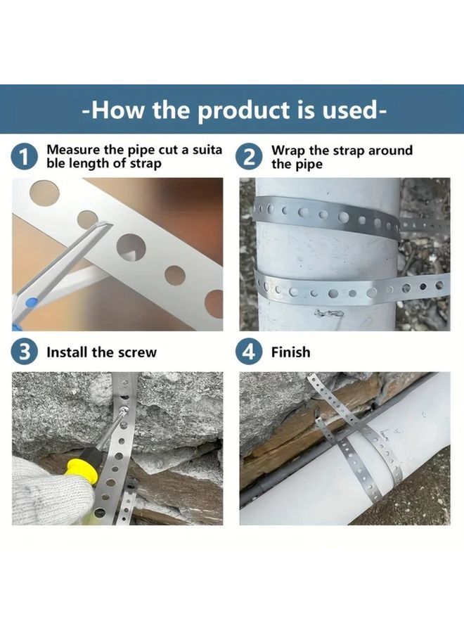 Galvanized Steel Strap 118.11 Inch with Metal Holes Versatile Hanging Strip for Pipe Support - Image 2