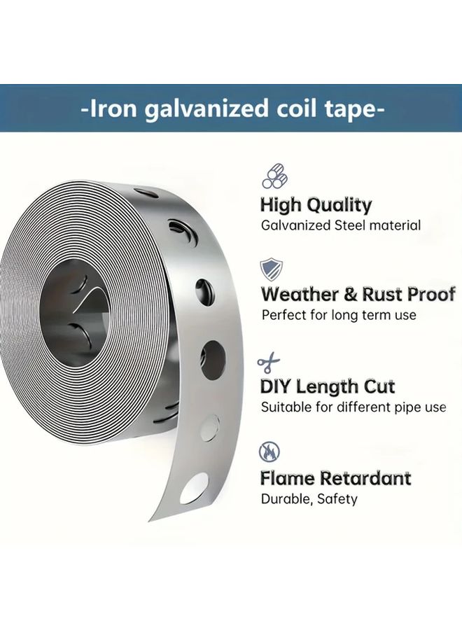 Galvanized Steel Strap 118.11 Inch with Metal Holes Versatile Hanging Strip for Pipe Support - Image 5
