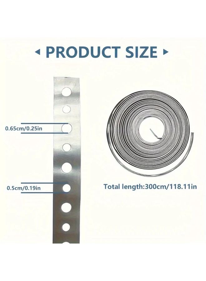 Galvanized Steel Strap 118.11 Inch with Metal Holes Versatile Hanging Strip for Pipe Support - Image 3