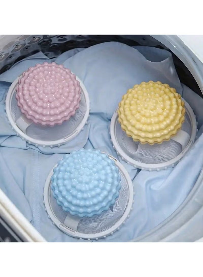 3Pcs Floating Lint Hair Catcher Mesh,Laundry Hair & Lint Remover Bags,Hair Filter Cleaning Mesh Bag,Fibers Collector Filter For Washing Machine,Lint Catcher.Reusable,Yellow, Blue, Pink - Image 3
