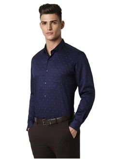 Peter England Peter England Men's Slim Fit Shirt (PESFWSLP759541_Navy  - Image 2