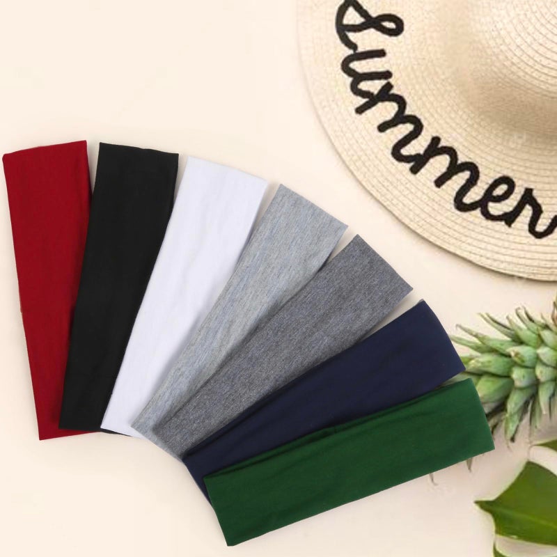 Tobeffect Trendy Elastic Headbands 7PCS - Soft Thick Cotton Cloth for Women's Hair Workout, Yoga, Running Sport - Image 4