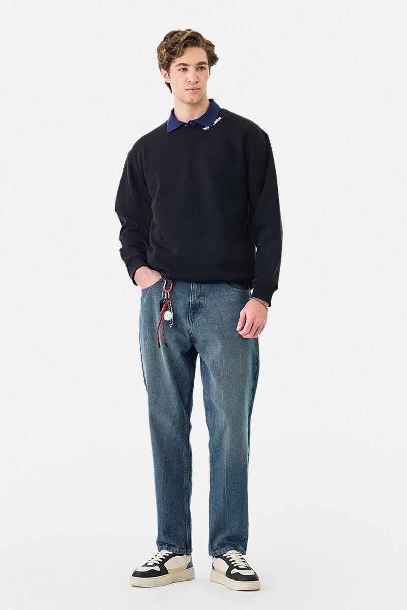 سنيتش Black Graphic Long Sleeve Regular Fit Sweater