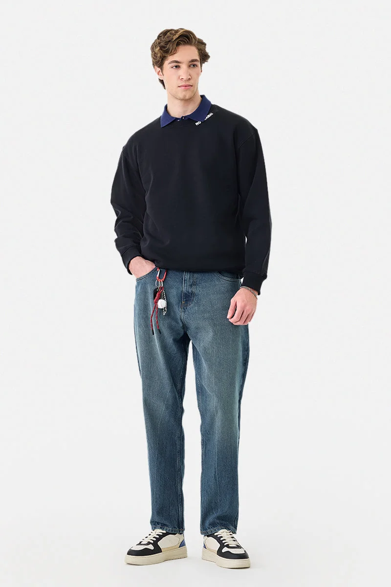 سنيتش Black Graphic Long Sleeve Regular Fit Sweater