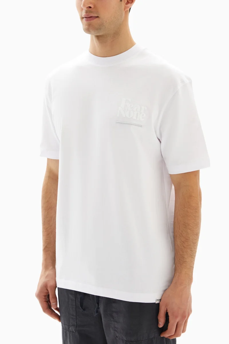 Wecre8 White "FEAR NONE" Printed T-shirt By WECRE8